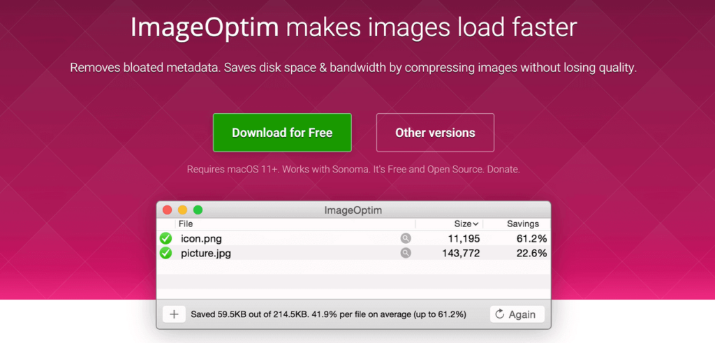 ImageOptim - free image compressor for Mac