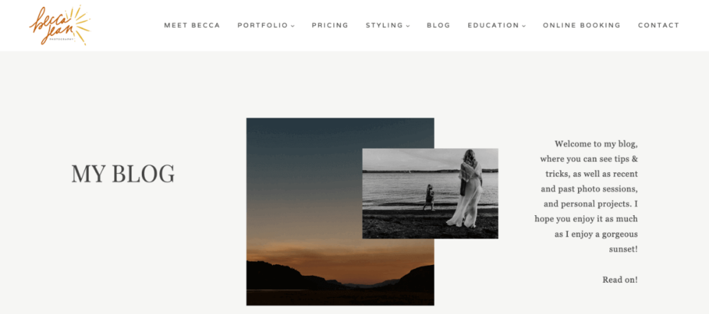 Photographer blog example - Becca Jean Photography