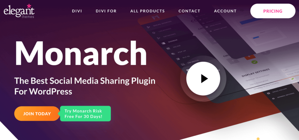 Monarch by Elegant Themes - social media plugin for WordPress